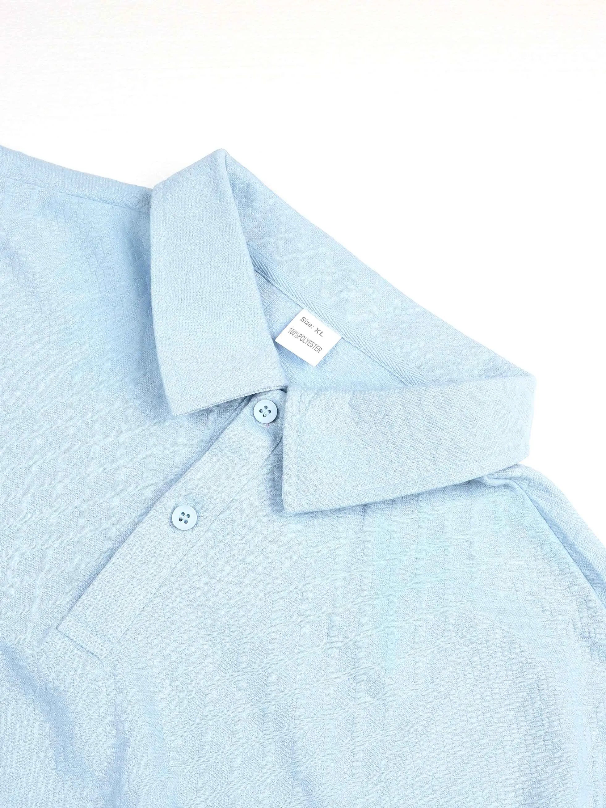Men's Solid Polo Shirt & Shorts Set Comfortable & Breathable