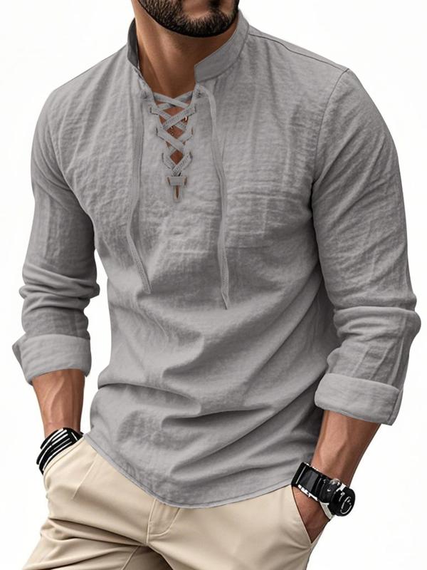 KZZ Men's Linen Casual Long Sleeve Polo Shirt, Stylish New Design