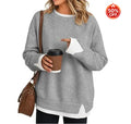 Fisoew Women's Layered Sweatshirt Crew Neck Pullover