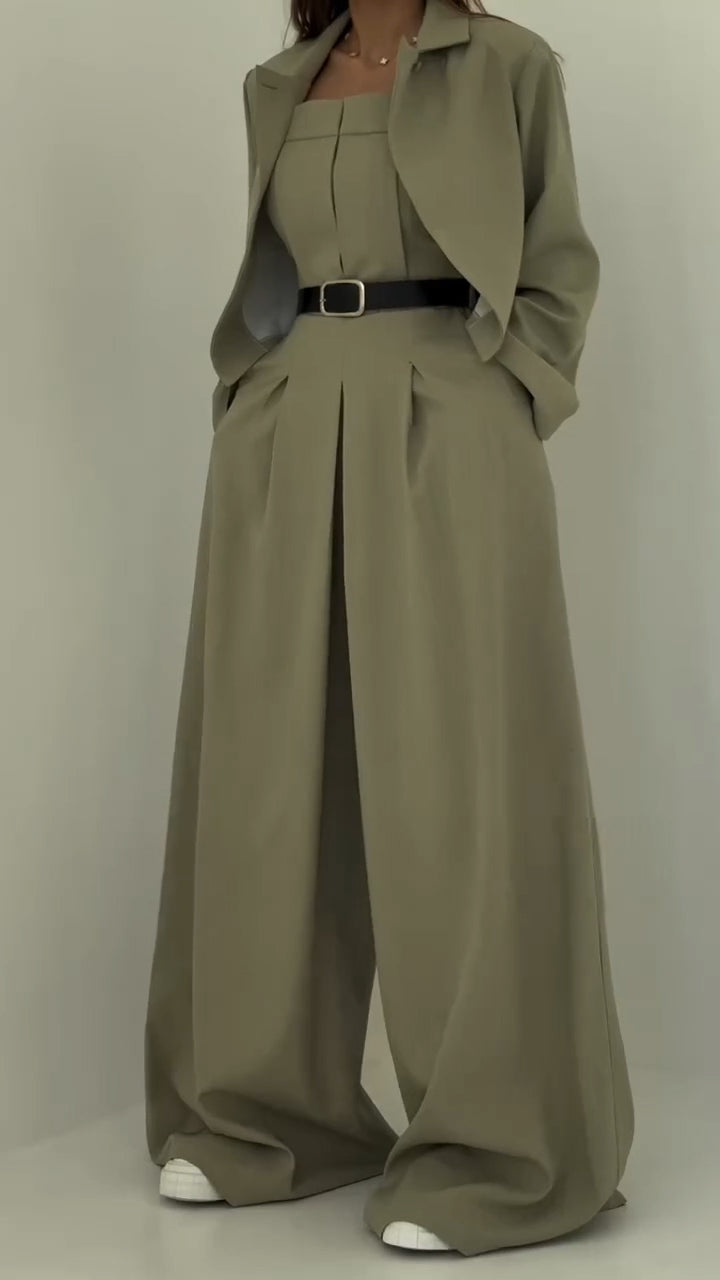 Ladies' Strapless Jumpsuit+ Jacket Style Commuting Set