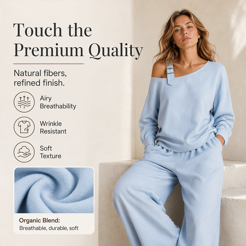 ✨One-Shoulder Wide-Leg Lounge Set