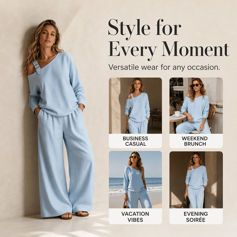 ✨One-Shoulder Wide-Leg Lounge Set