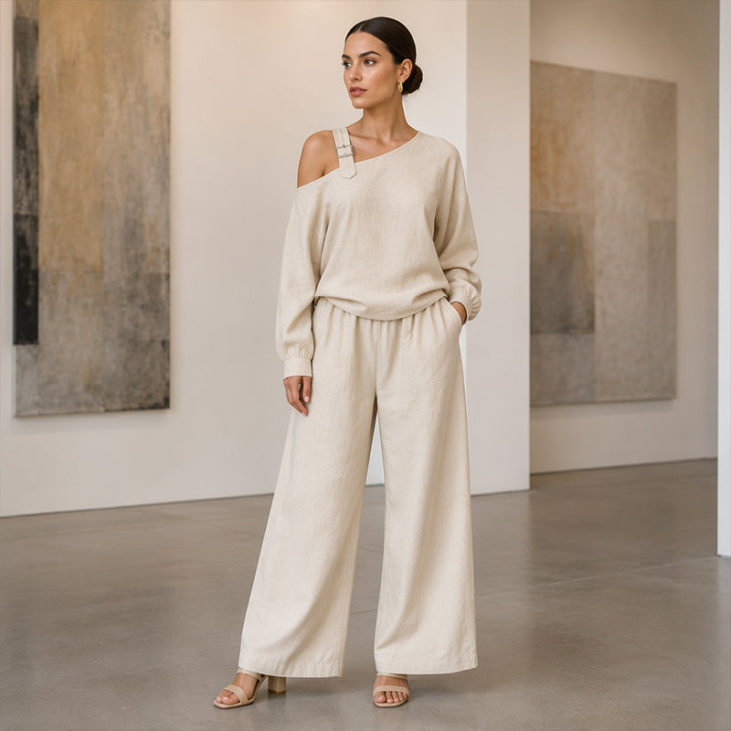 ✨One-Shoulder Wide-Leg Lounge Set
