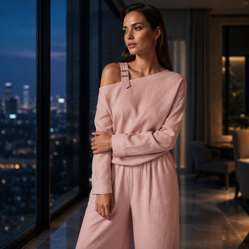 ✨One-Shoulder Wide-Leg Lounge Set