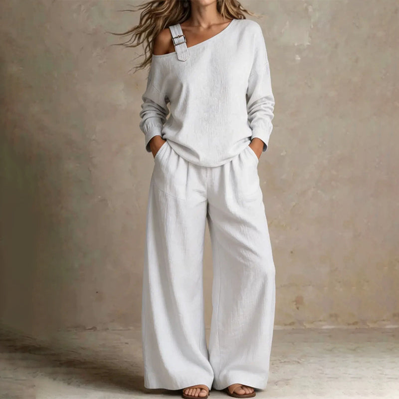 ✨One-Shoulder Wide-Leg Lounge Set
