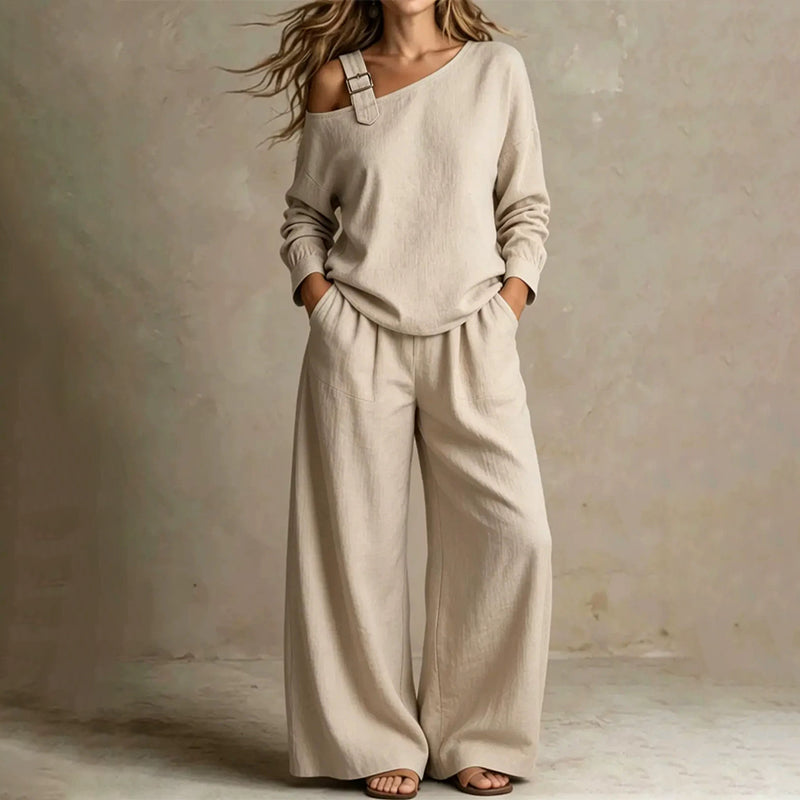 ✨One-Shoulder Wide-Leg Lounge Set