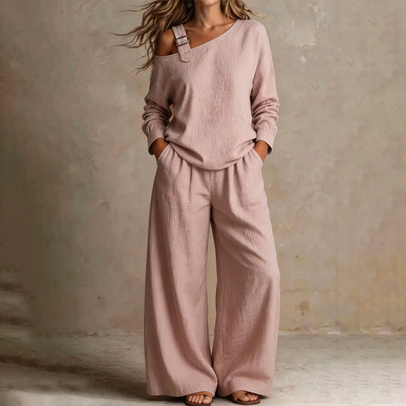 ✨One-Shoulder Wide-Leg Lounge Set